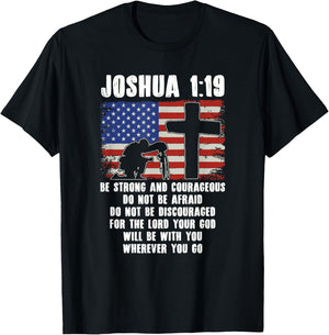 Be Strong And Courageous Do Not Be Afraid Prayer T-Shirt - T-Shirt | Black