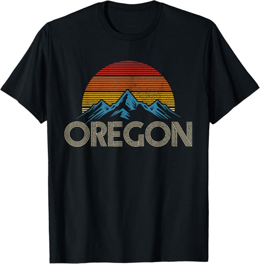 Oregon Vintage Souvenirs Oregon Sunset Adult Black Small Classic Fit Pull On Short Sleeve T-Shirt - T-Shirt | Black