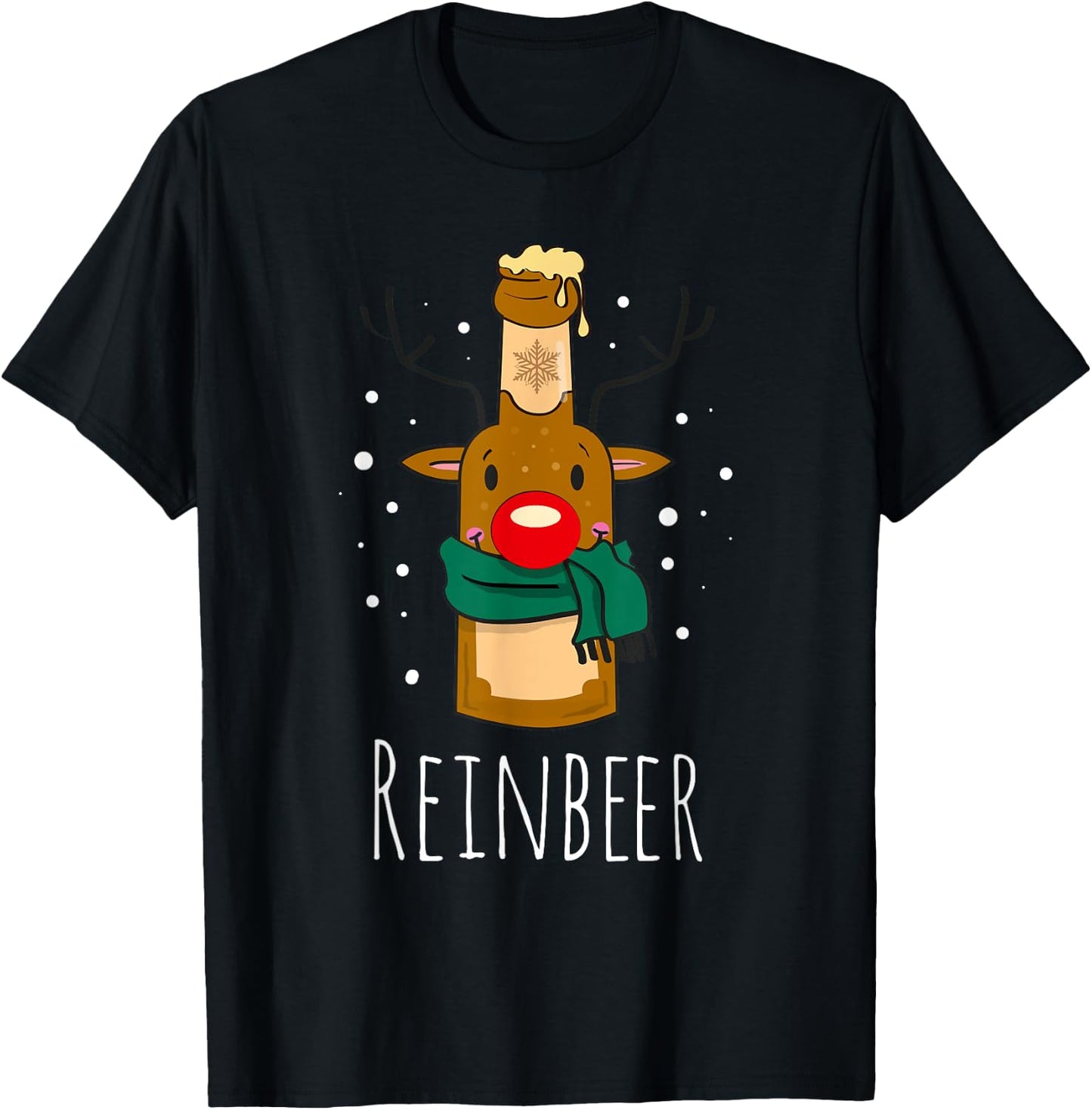 REINBEER Funny Reindeer Beer Christmas Celebrations Drink T-Shirt - T-Shirt | Black