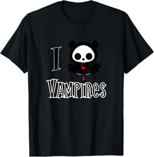 Skelanimals Diego Bat I Love Vampires Cute Retro Logo T-Shirt - T-Shirt | Black