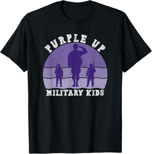 Purple Up For Military Kids Military Child Month Men Women T-Shirt - T-Shirt | Black