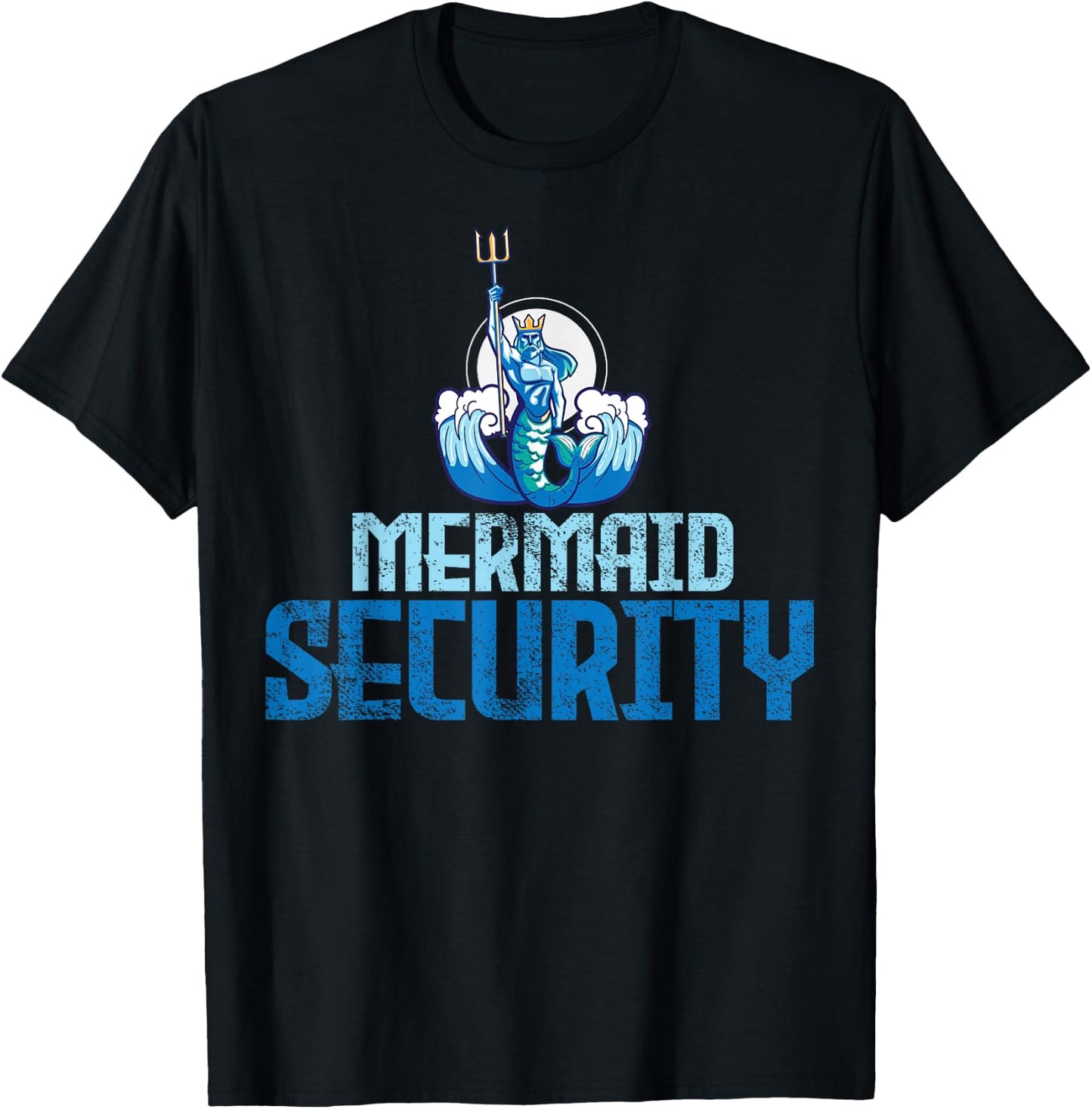 Mermaid Security Trident Gift T-Shirt - T-Shirt | Black