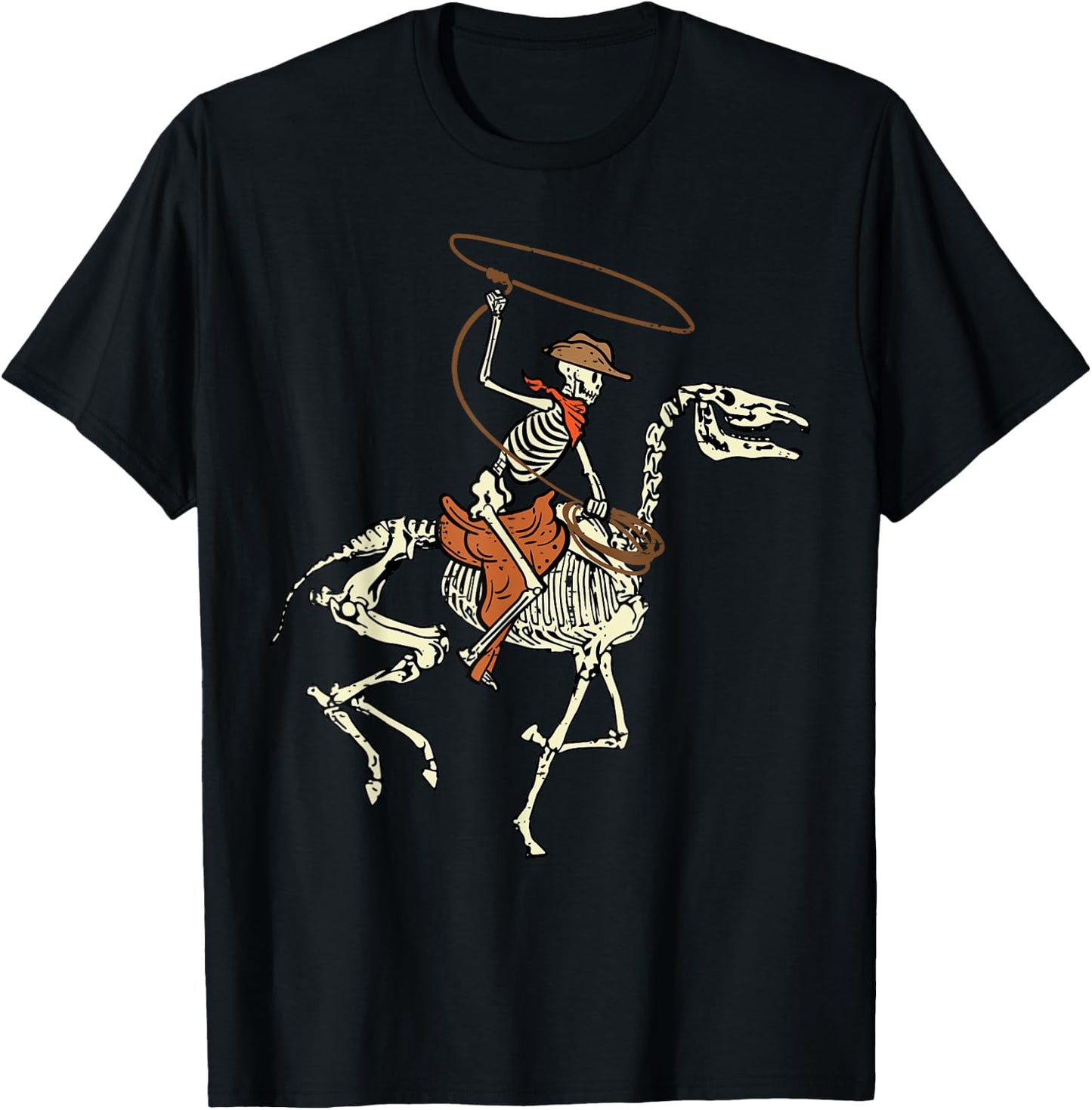 Halloween Cowboy Horse Skeleton Costume Men Boys Kids Women T-Shirt - T-Shirt | Black