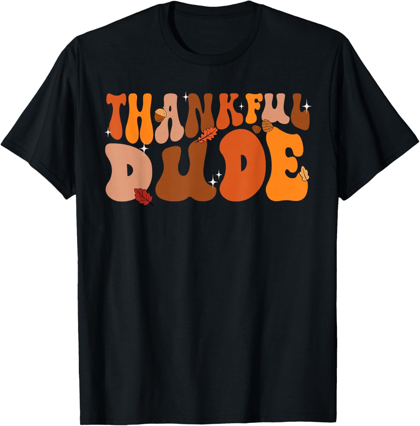 Thankful Dude Retro Groovy Thanksgiving Boys Kids Toddlers T-Shirt - T-Shirt | Black