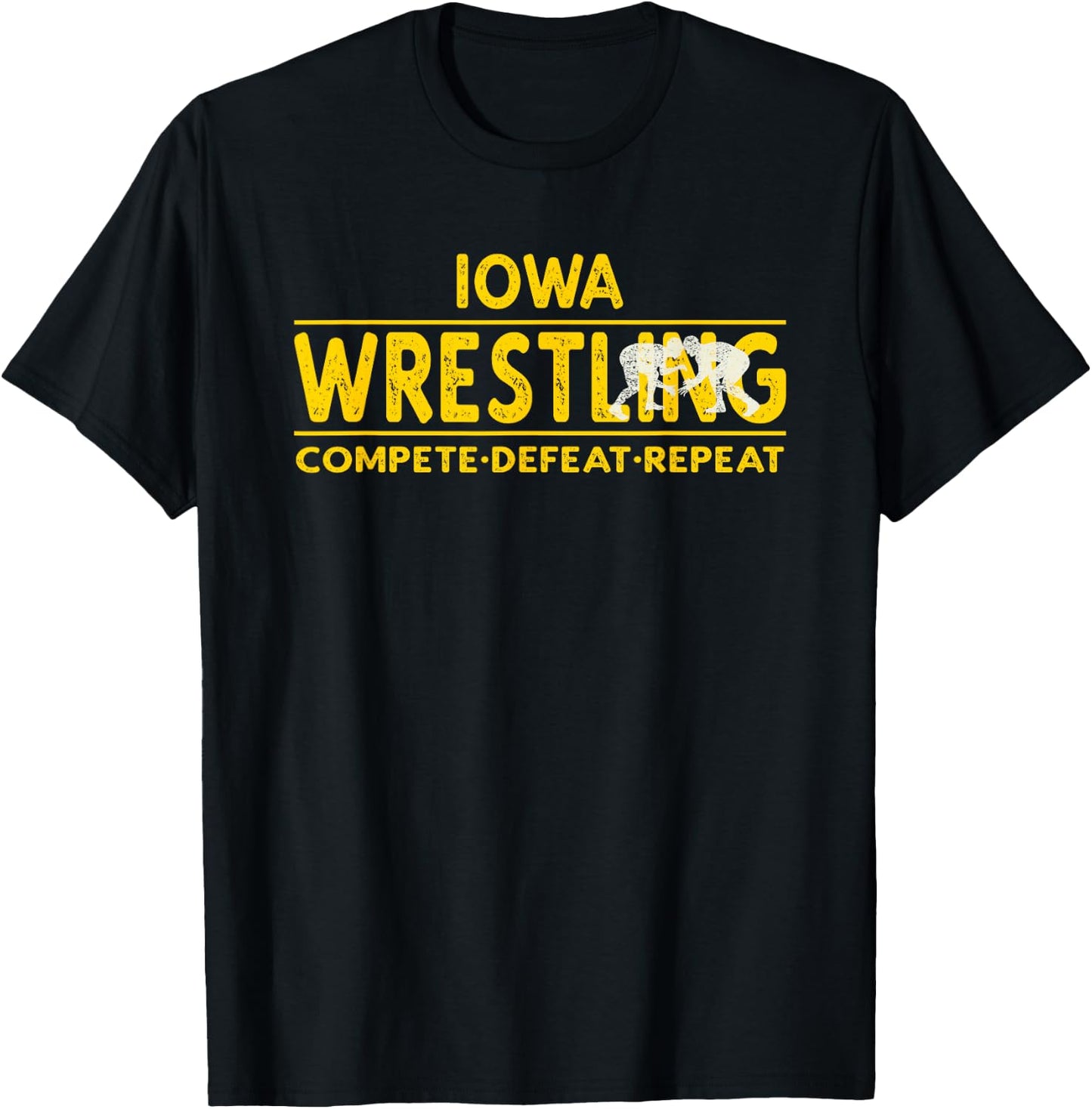 Iowa Wrestling - Compete, Defeat, Repeat T-Shirt - T-Shirt | Black