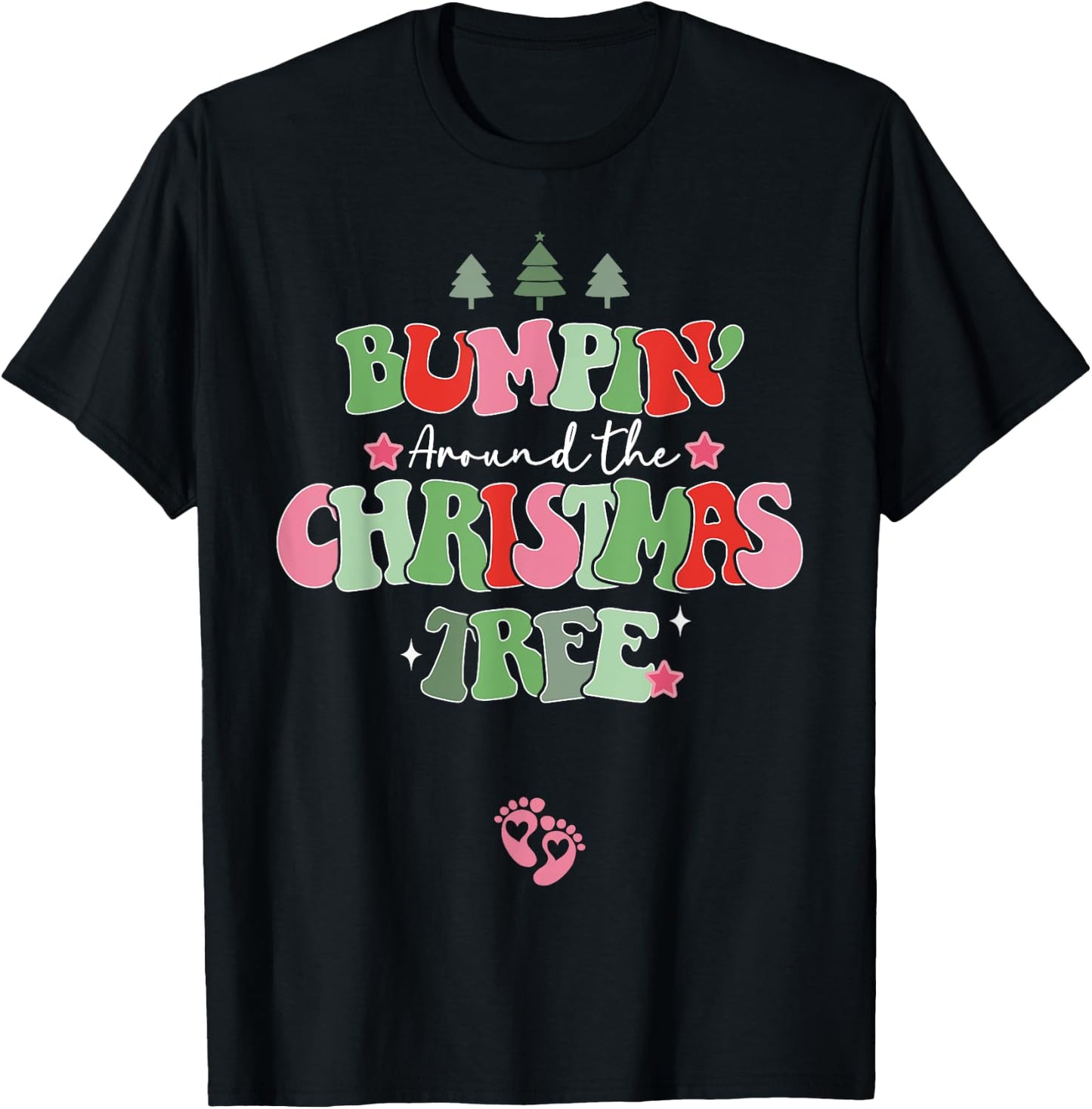 Bumping Around The Christmas Tree Christmas Pregnancy T-Shirt - T-Shirt | Black