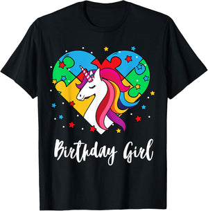 Unicorn Puzzle Heart Bday Girl Cool Autism Awareness Gift T-Shirt - T-Shirt | Black
