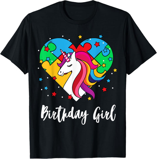 Unicorn Puzzle Heart Bday Girl Cool Autism Awareness Gift T-Shirt - T-Shirt | Black