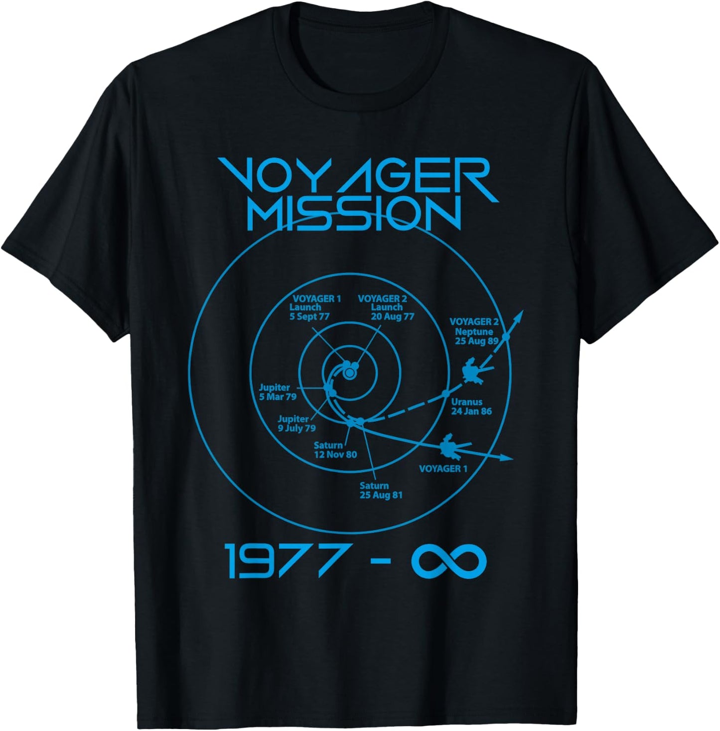 Voyager 1 2 Probes Outer Space Exploration Trajectory T-Shirt - T-Shirt | Black