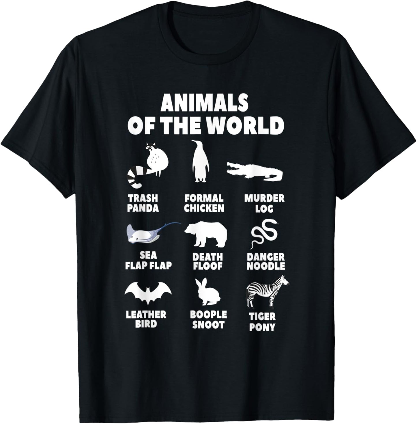 Animals Of The World Biology Wildlife Gift T-Shirt - T-Shirt | Black