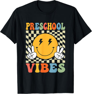 First Day of Preschool Vibes Back To School Teacher Boy Girl T-Shirt - T-Shirt | Black