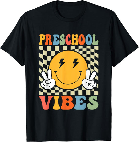 First Day of Preschool Vibes Back To School Teacher Boy Girl T-Shirt - T-Shirt | Black