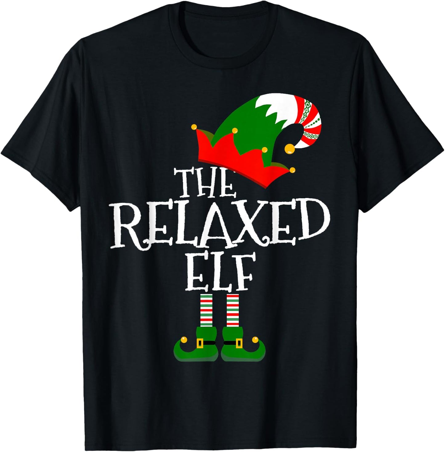 Funny The Relaxed Elf Matching Family Group Gift Christmas T-Shirt - T-Shirt | Black