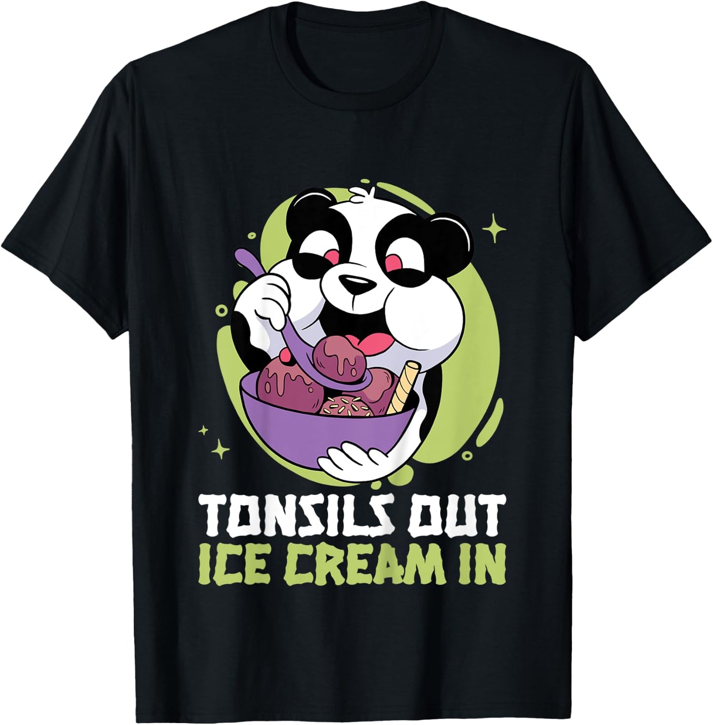 Tonsils Out Ice Cream In Panda Recovery for Kids T-Shirt - T-Shirt | Black