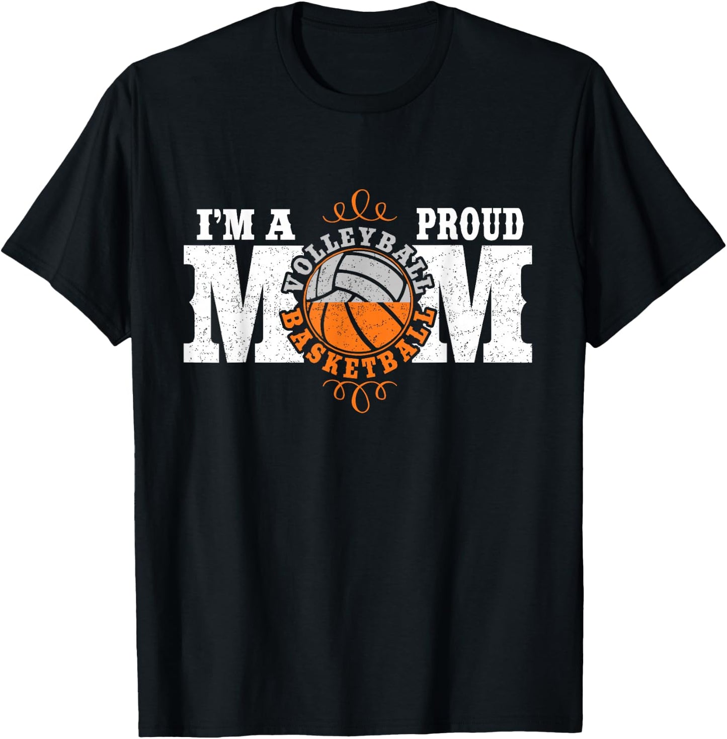I'm a Proud Basketball Volleyball Mom - Combined Sports T-Shirt - T-Shirt | Black