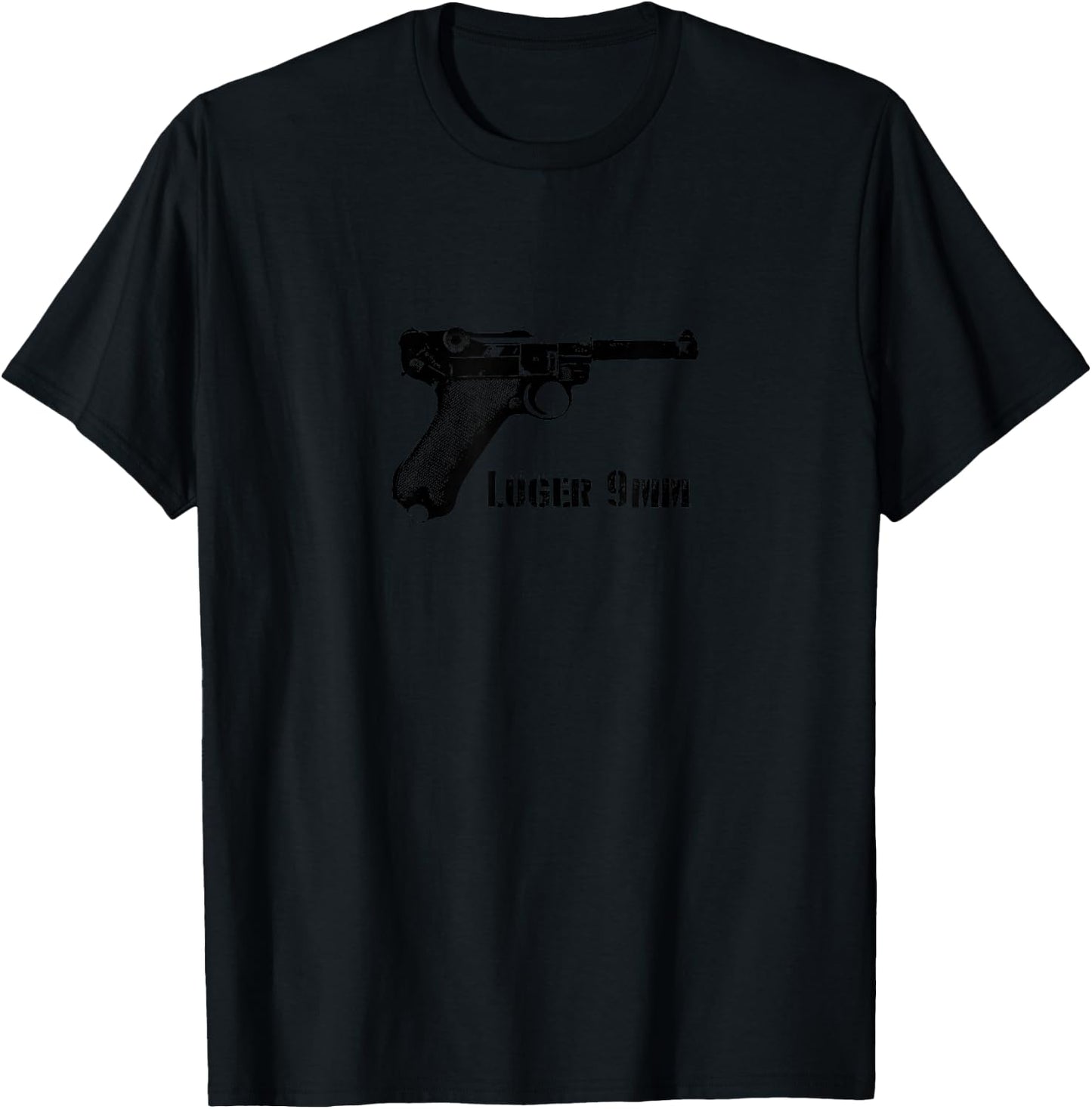Luger WWII WW2 Pistol German P08 9mm Toggle War Army 9x19 T-Shirt - T-Shirt | Black