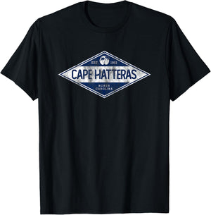 Vintage Cape Hatteras North Carolina Retro Badge Souvenir T-Shirt - T-Shirt | Black