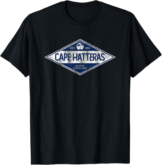 Vintage Cape Hatteras North Carolina Retro Badge Souvenir T-Shirt - T-Shirt | Black