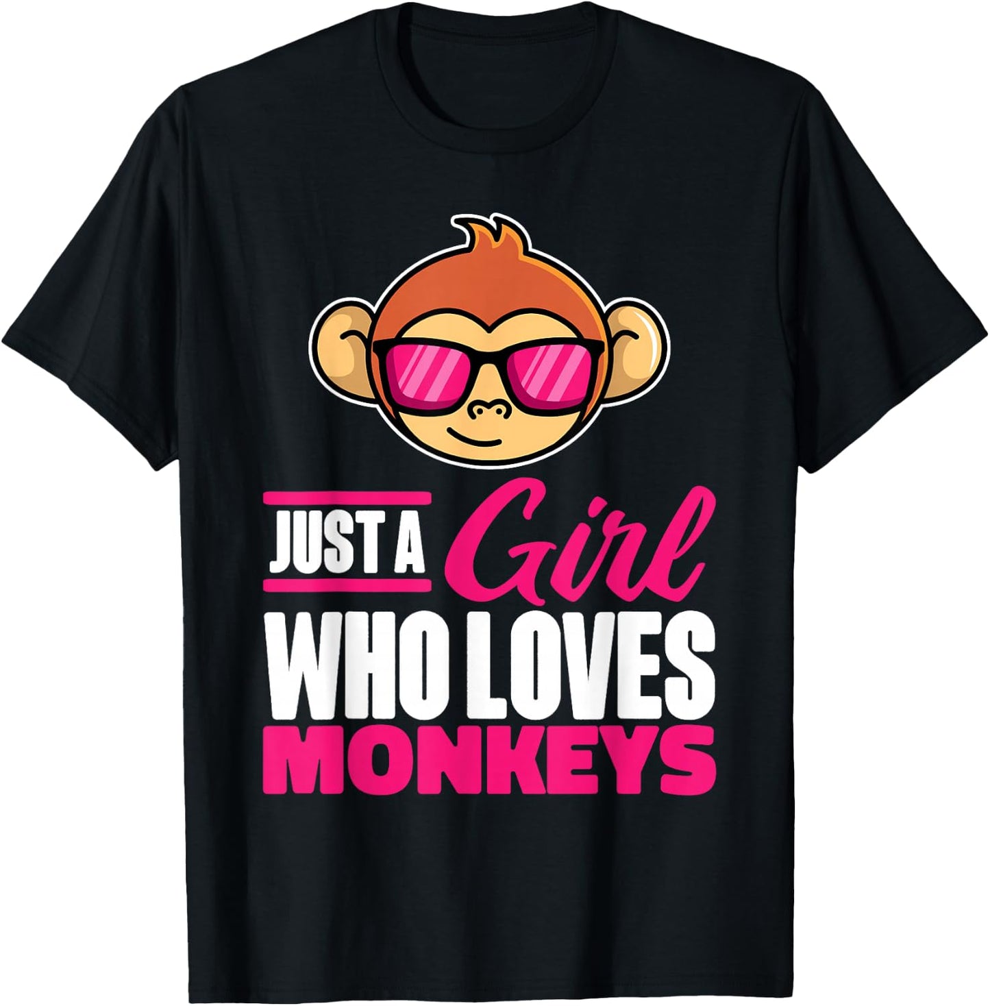 Just A Girl Who Loves Monkeys With Sunglasses For Kids T-Shirt - T-Shirt | Black