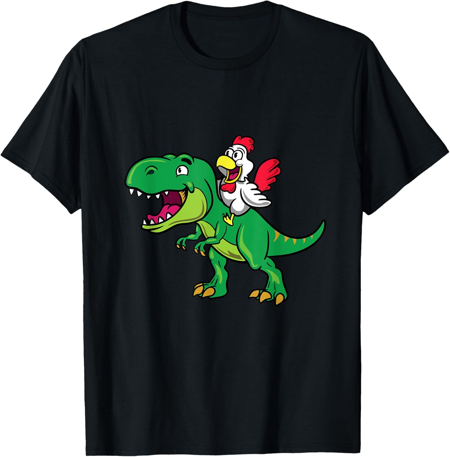 Chicken Lovers Gift Chicken Riding a Dinosaur for Kids T-Shirt - T-Shirt | Black