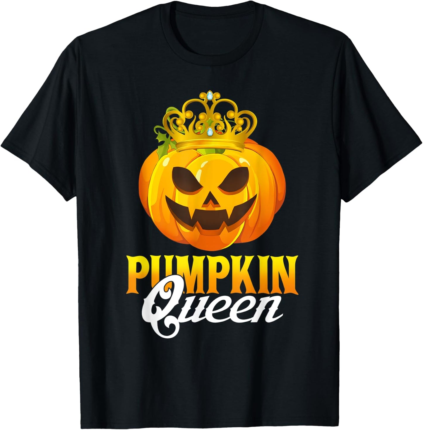 Vintage Pumpkin Queen Funny Pumpkin Couple Costume Halloween T-Shirt - T-Shirt | Black