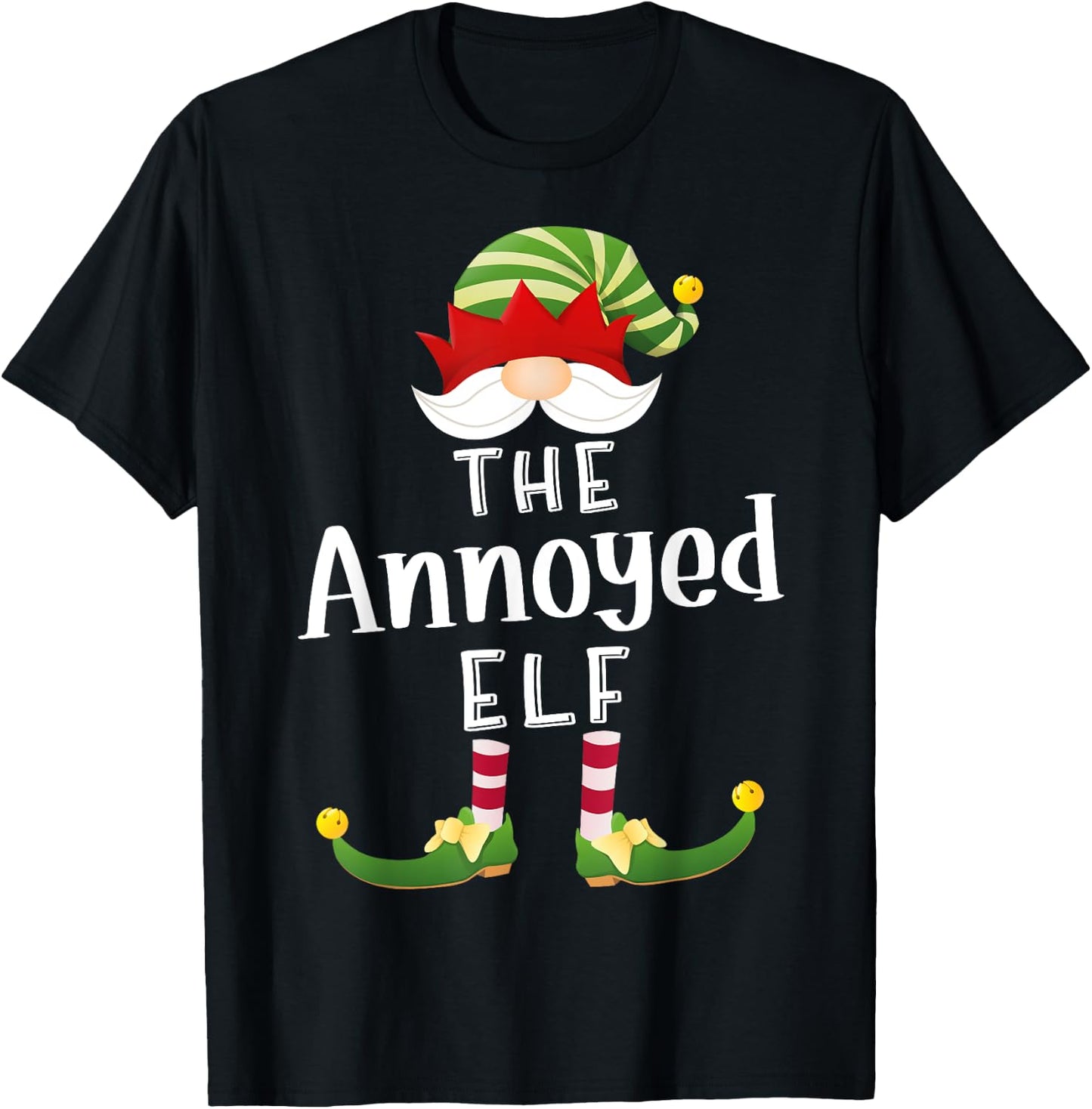 Annoyed Elf Group Christmas Funny Pajama Party T-Shirt - T-Shirt | Black