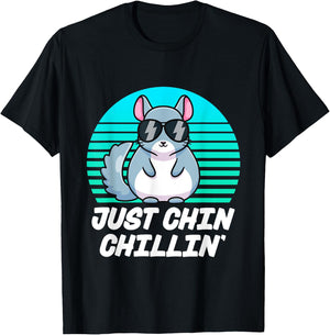 Just Chin Chillin Funny Chinchilla Lovers Kawaii Chinchillin T-Shirt - T-Shirt | Black