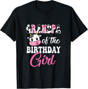 Grandpa Of The Birthday Girl Farm Cow 1St Birthday Girl T-Shirt - T-Shirt | Black
