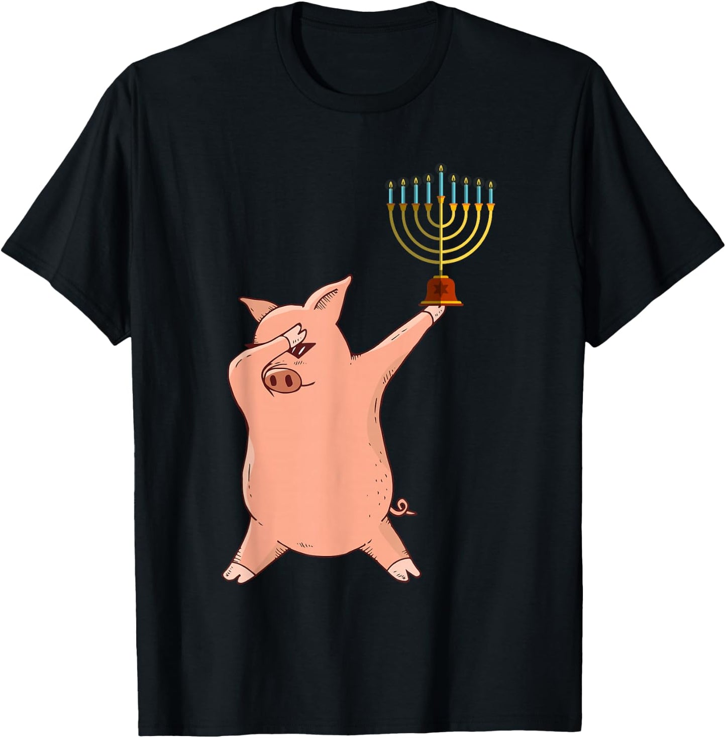 Dabbing Pig Hanukkah T-Shirt - T-Shirt | Black