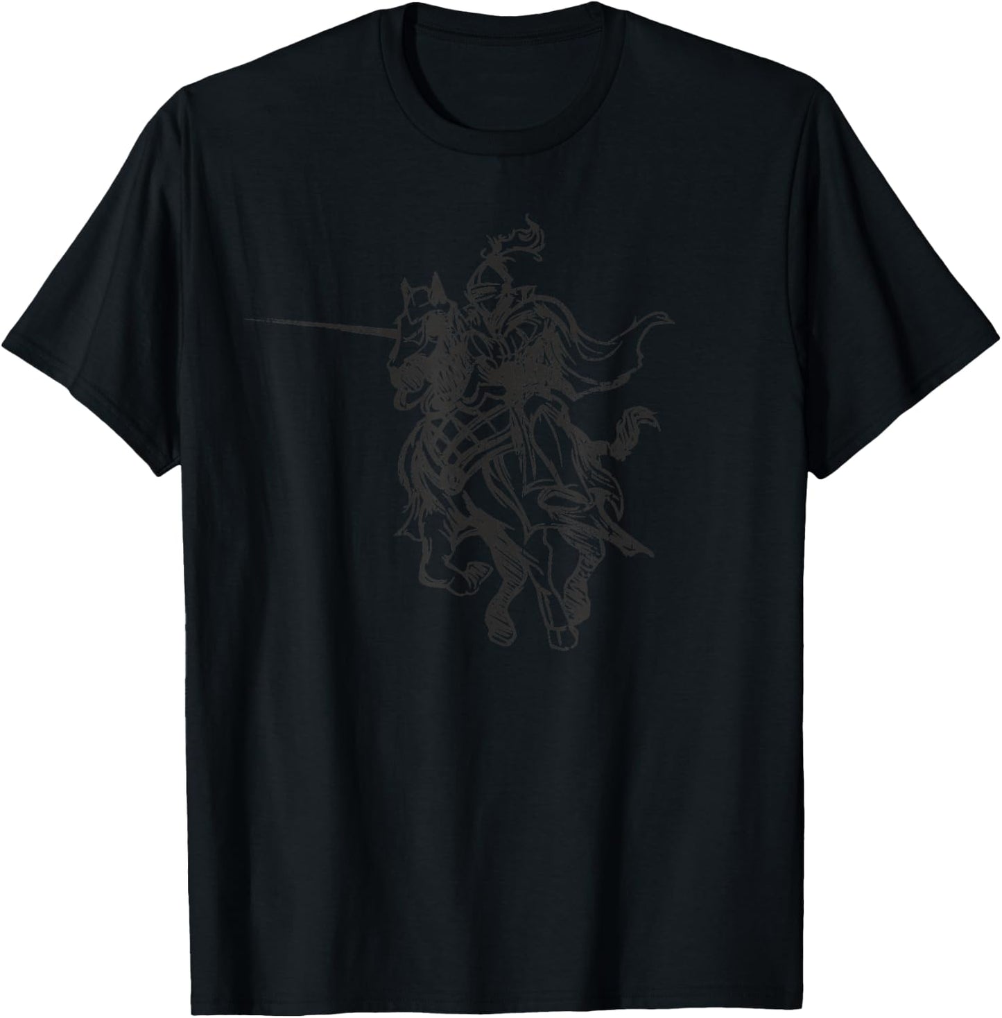 Medieval Knight Armor Riding Horse Jousting Vintage Graphic T-Shirt - T-Shirt | Black