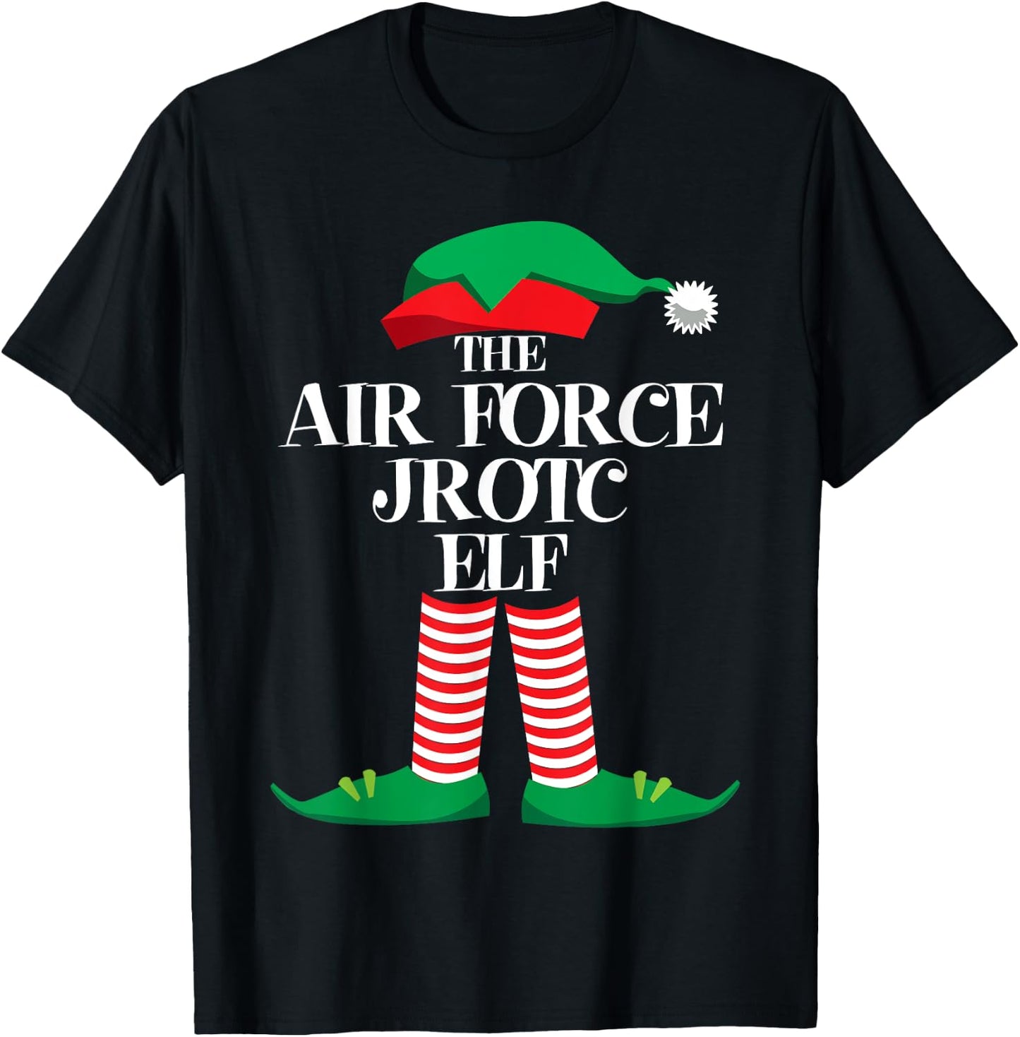Air Force JROTC Elf Matching Group Family Christmas Pajama T-Shirt - T-Shirt | Black