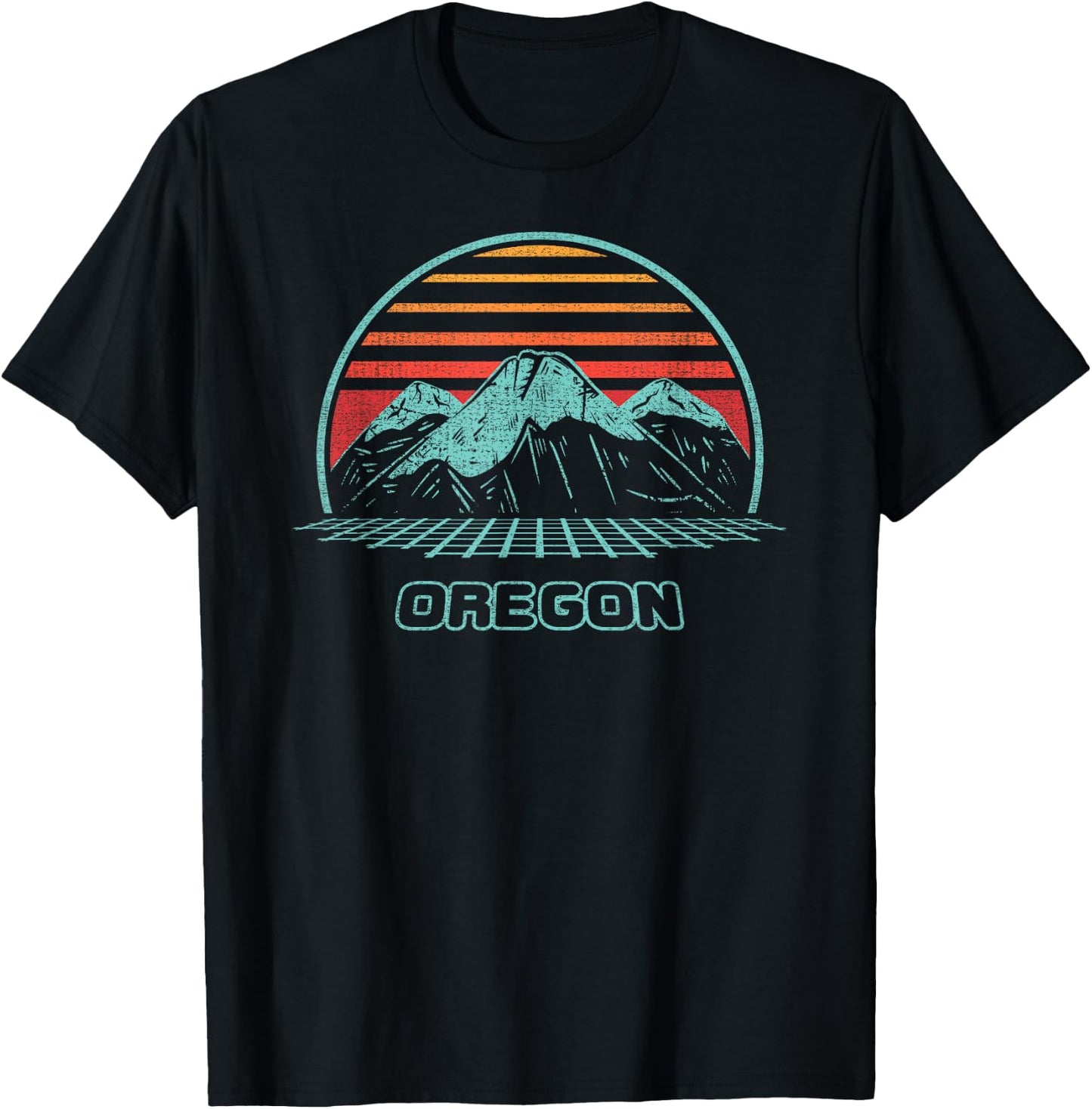 Oregon Retro Mountain Hiking 80s Style T-Shirt - T-Shirt | Black