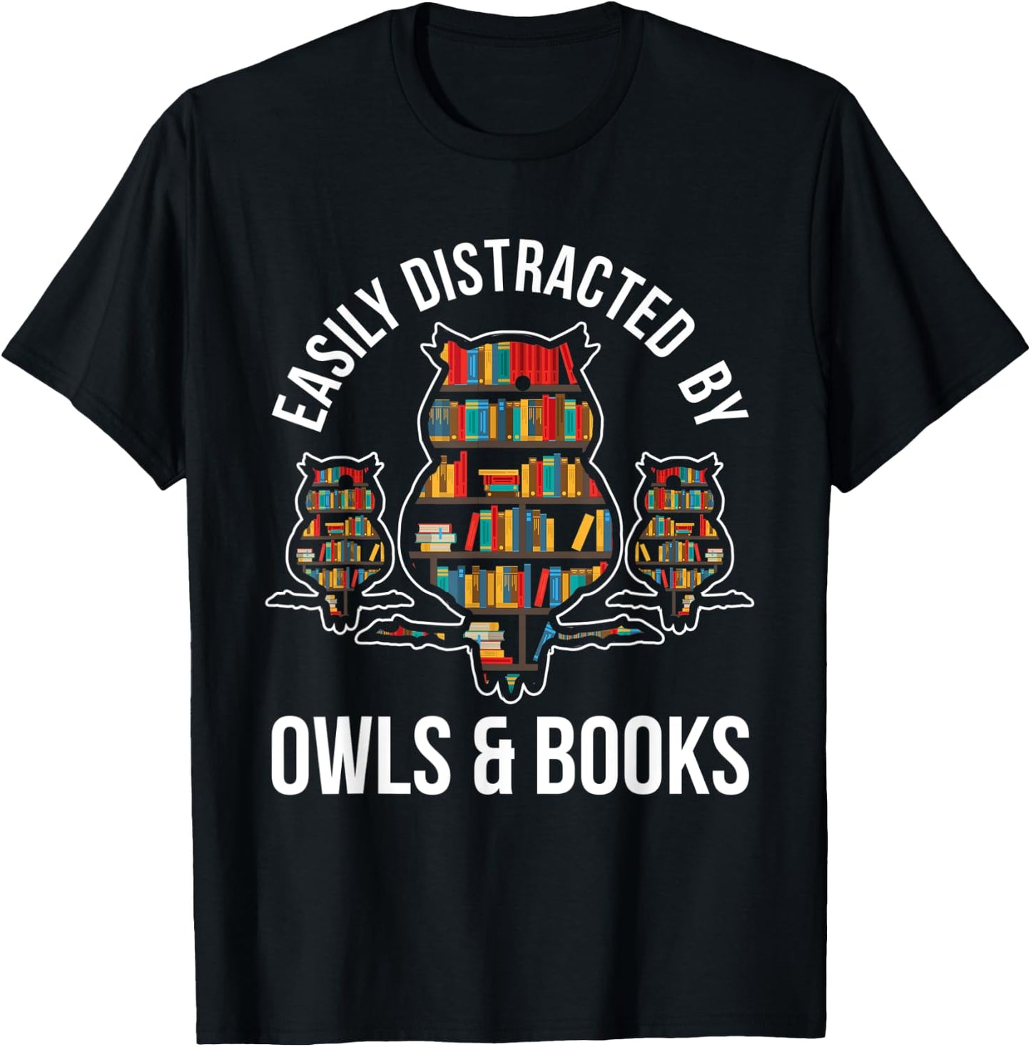 Owl Book Nerd Reading Gift Owl T-Shirt - T-Shirt | Black