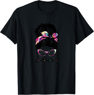 Messy Hair Bun Gammy Life Wink Eye Tie Dye Mothers Day T-Shirt - T-Shirt | Black
