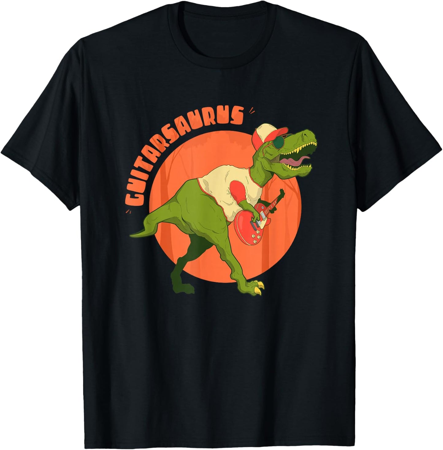 Guitarsaurus T rex Guitar Saurus Dinosaur Men Boys T-Shirt - T-Shirt | Black