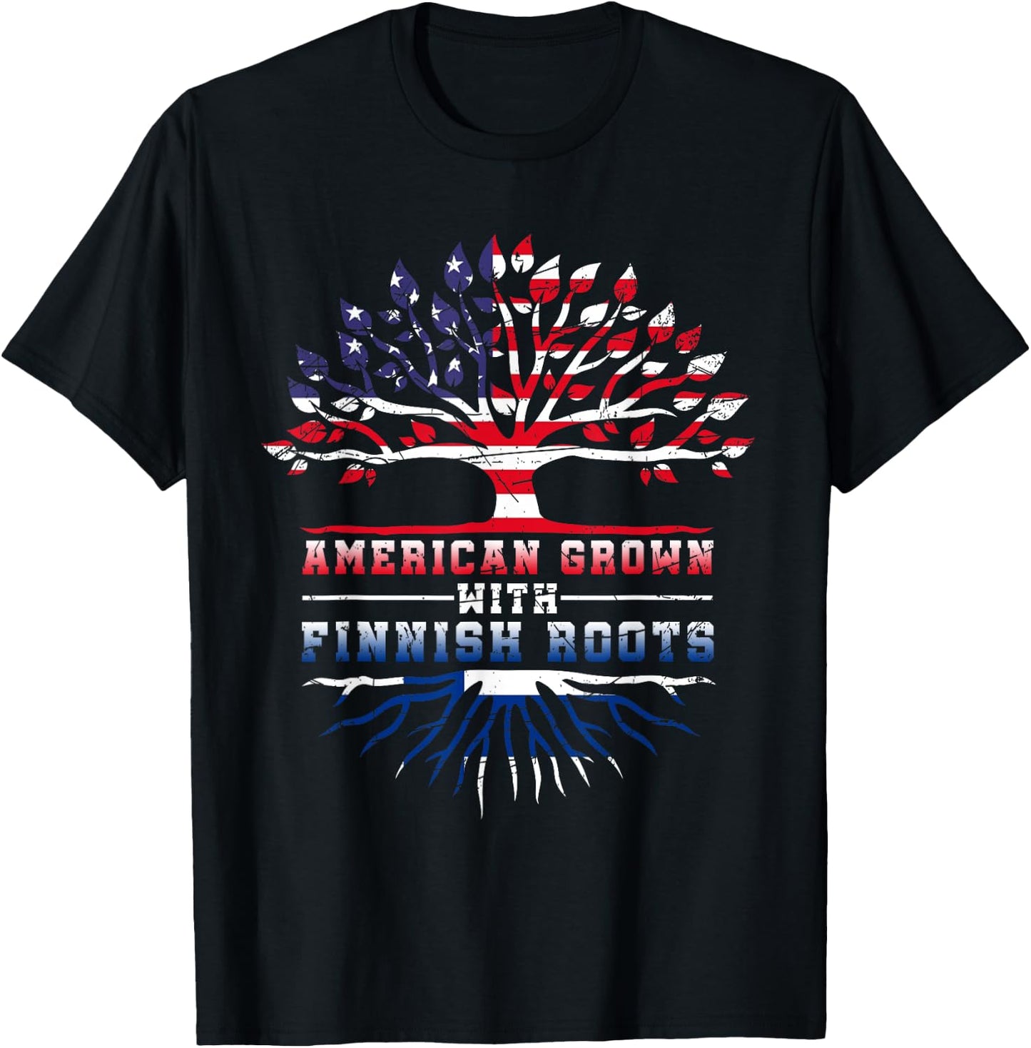 American Grown With Finnish Roots Finland T-Shirt - T-Shirt | Black