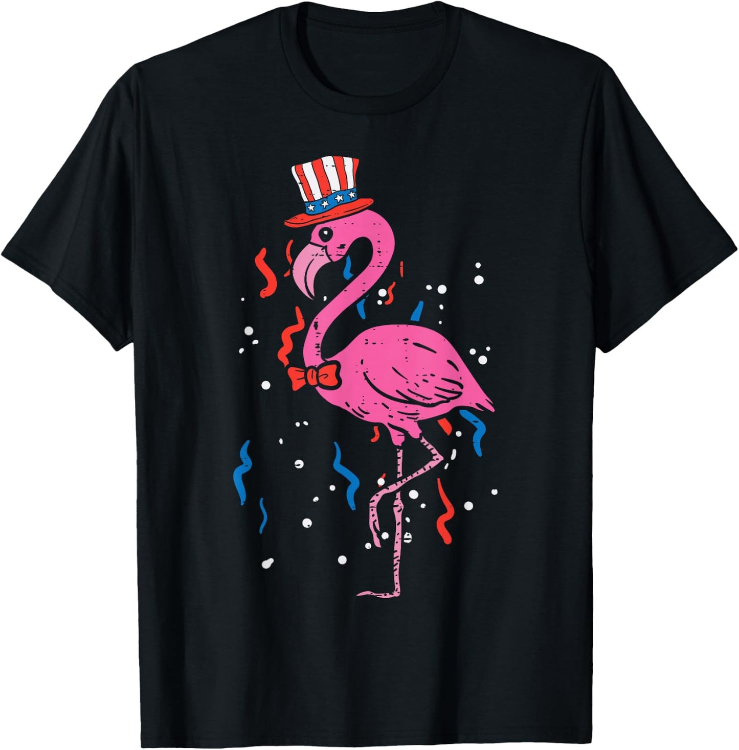 Flamingo American Flag USA 4th Of July Fourth Patriot Animal T-Shirt - T-Shirt | Black