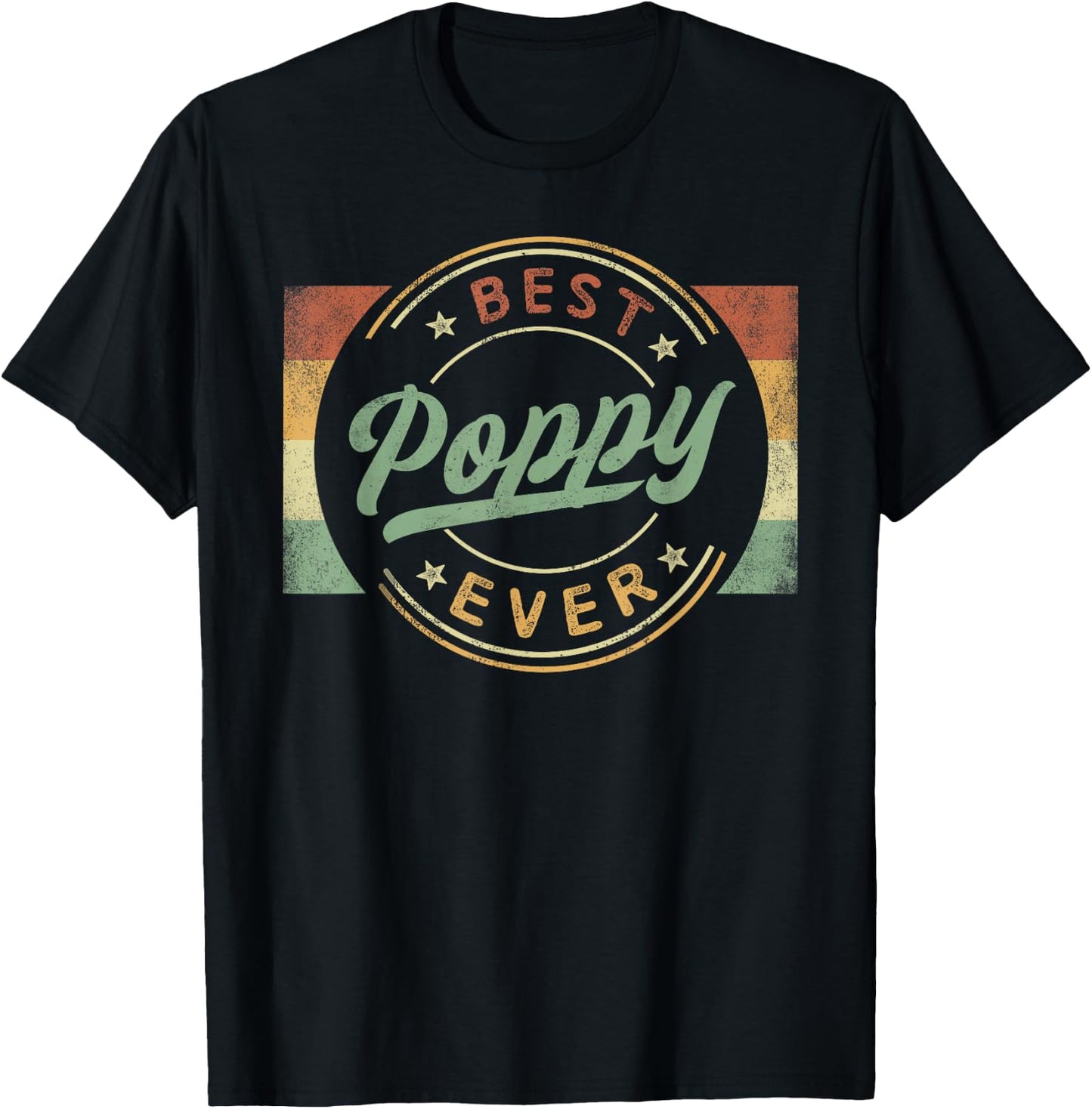 Best Poppy Ever Emblem Father's Day Poppy Gifts Grandpa T-Shirt - T-Shirt | Black