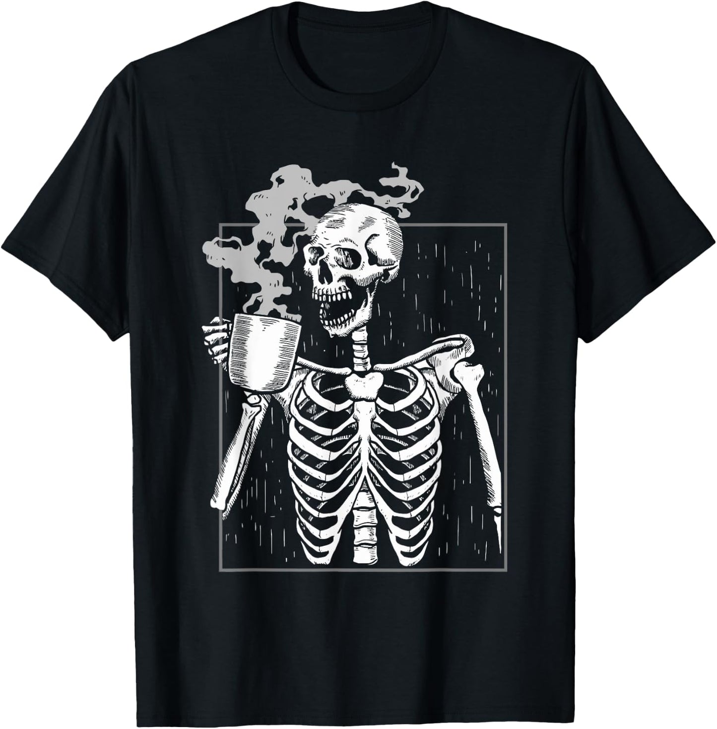 Funny Skeleton Drinking Coffee Caffeine Lover Coffee Brewer T-Shirt - T-Shirt | Black