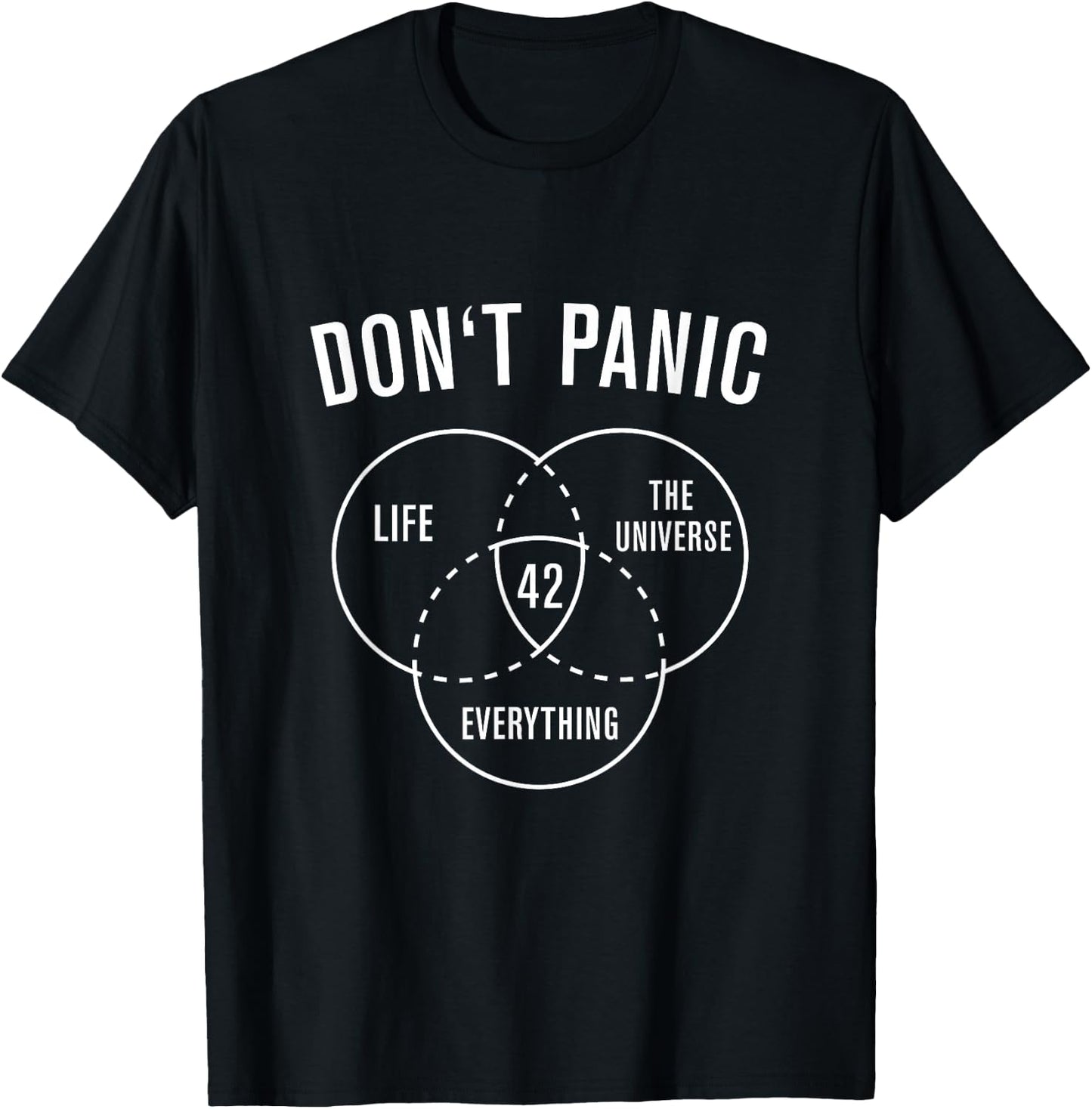 42 Answer to Life Universe and Everything Don't Panic T-Shirt - T-Shirt | Black