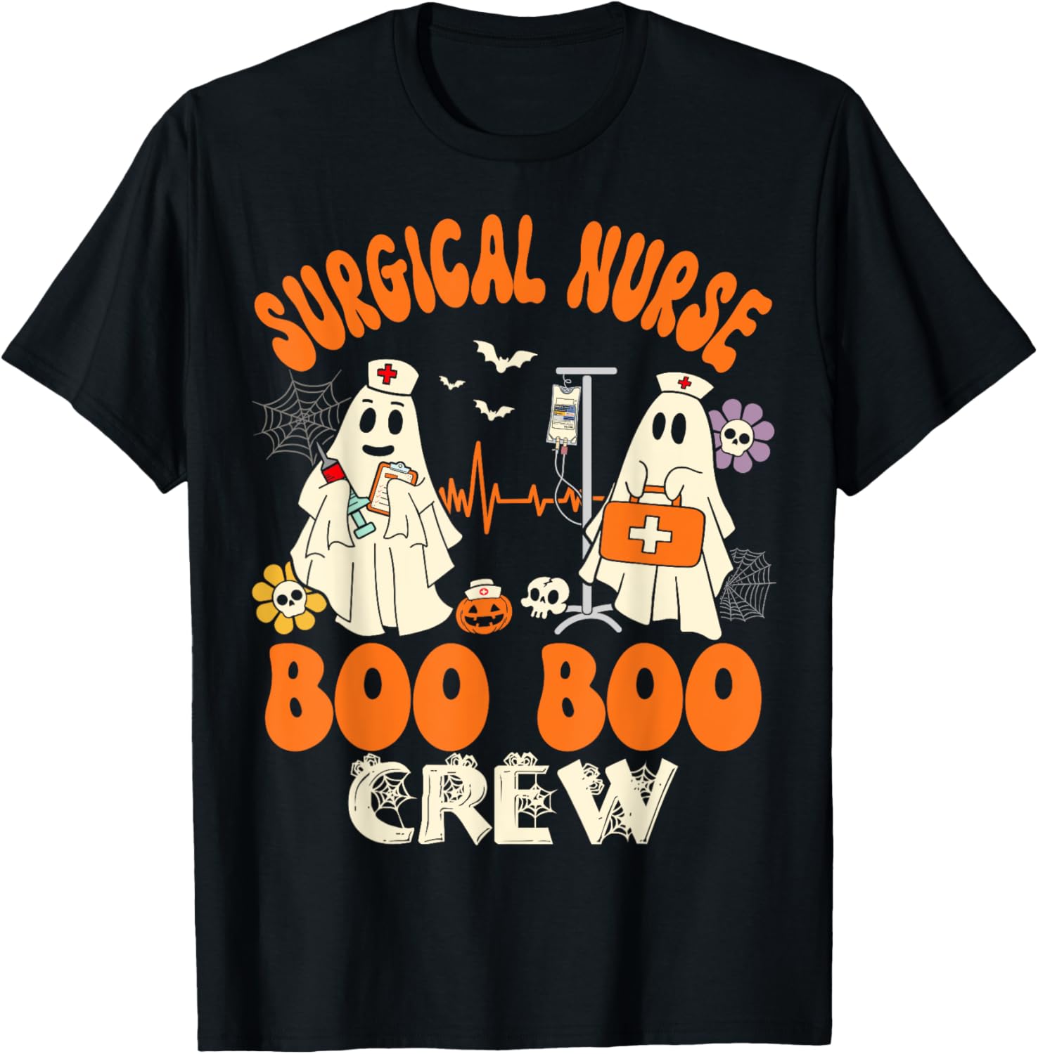 Surgical Boo Crew Surgery Nurse Halloween Ghost Costume T-Shirt - T-Shirt | Black