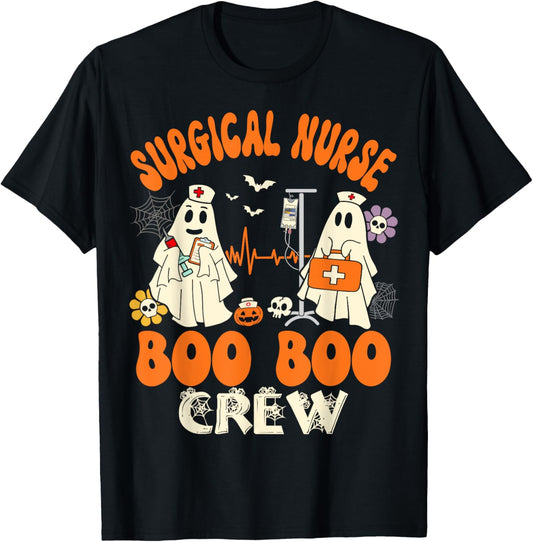 Surgical Boo Crew Surgery Nurse Halloween Ghost Costume T-Shirt - T-Shirt | Black