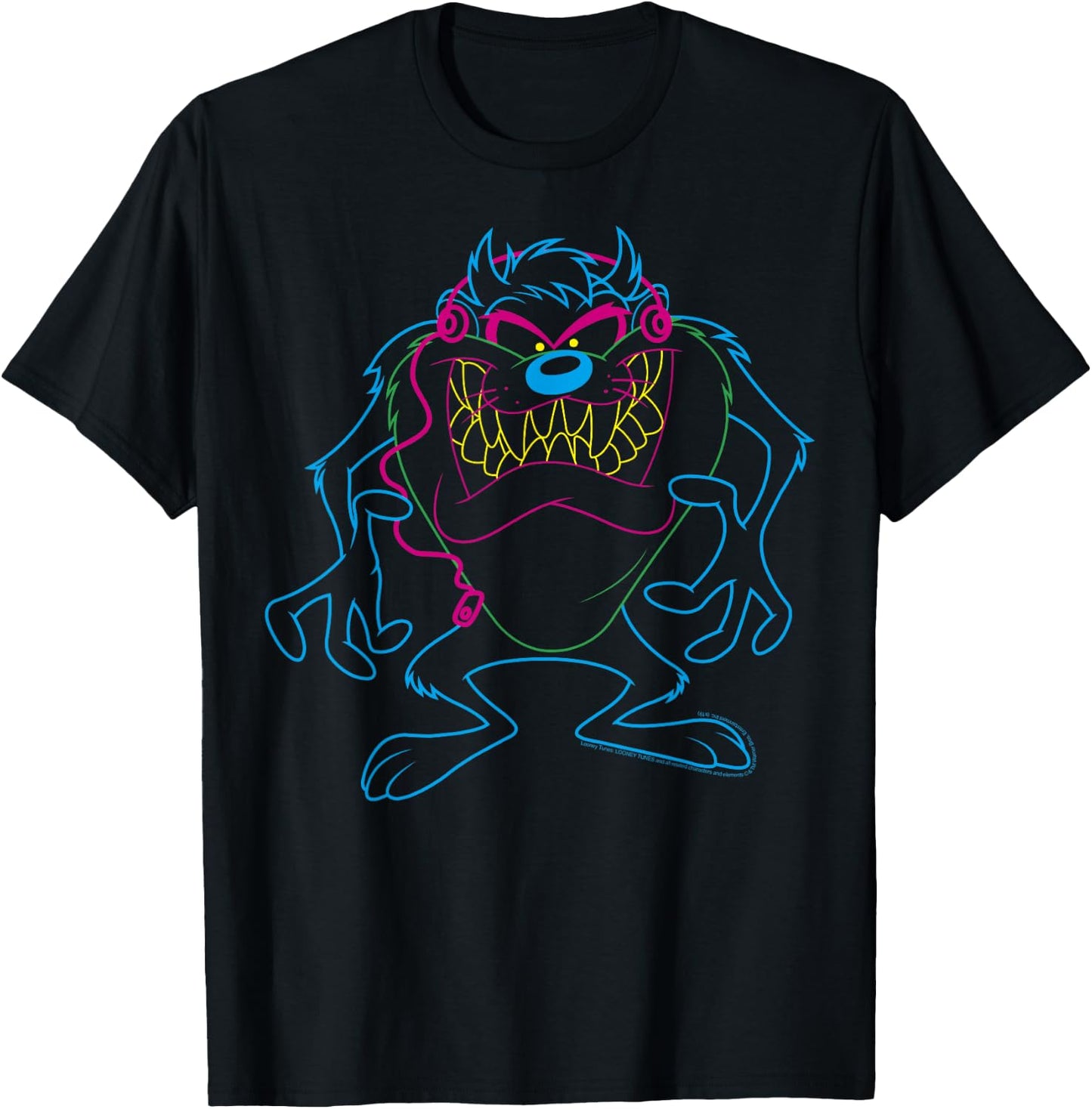 Looney Tunes Taz Neon Outline T-Shirt - T-Shirt | Black