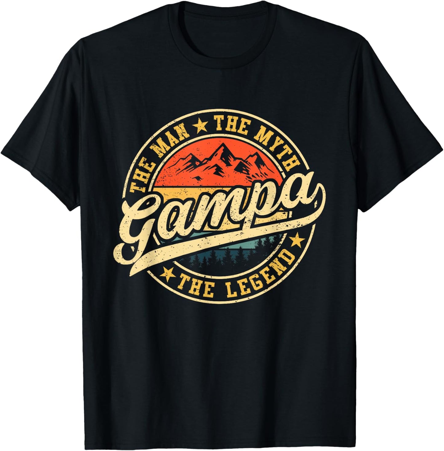 Gampa The Man The Myth The Legend Funny Grandpa Father's Day T-Shirt - T-Shirt | Black