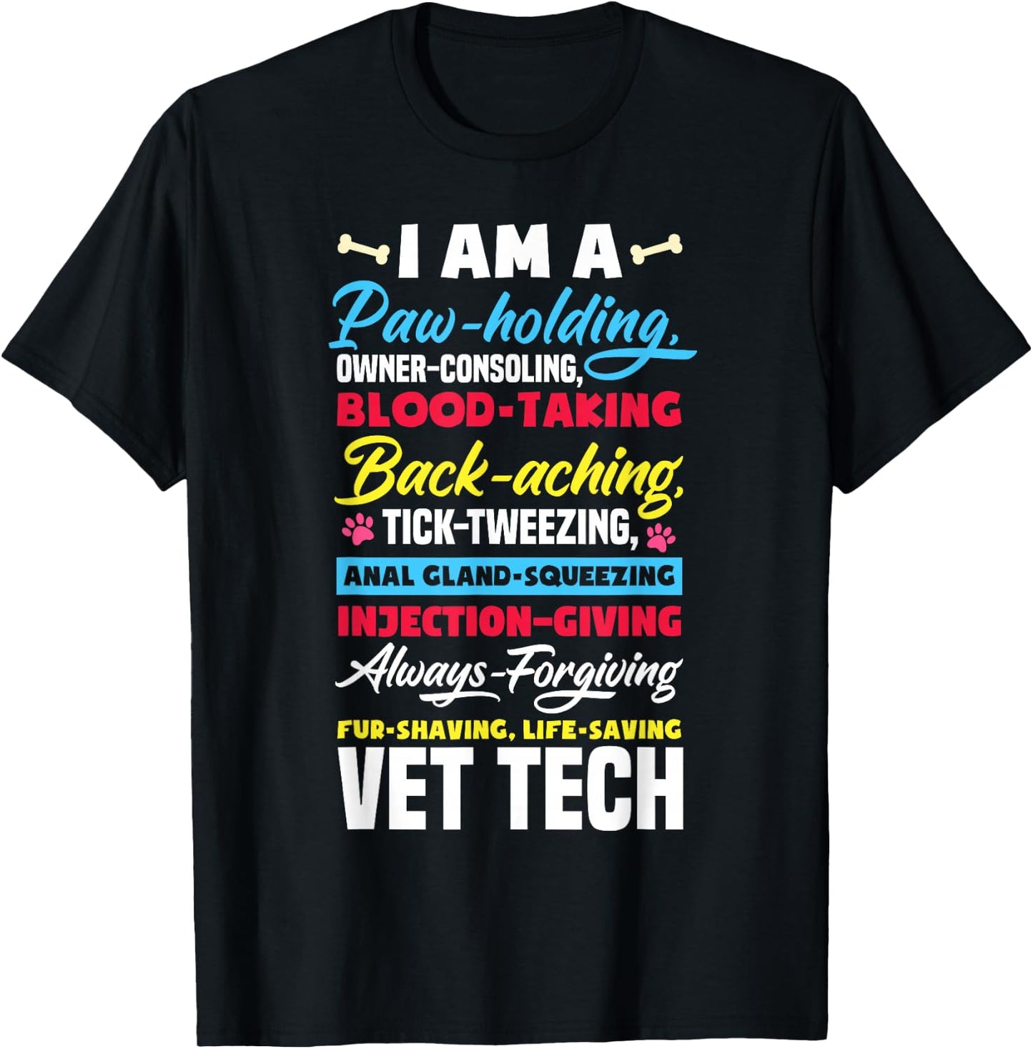 Vet Tech Paw Holding Funny Veterinary Technician T-Shirt - T-Shirt | Black