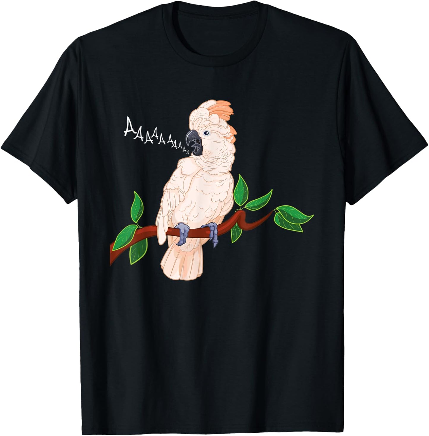 Moluccan Cockatoo on a Branch Screaming T-Shirt - T-Shirt | Black