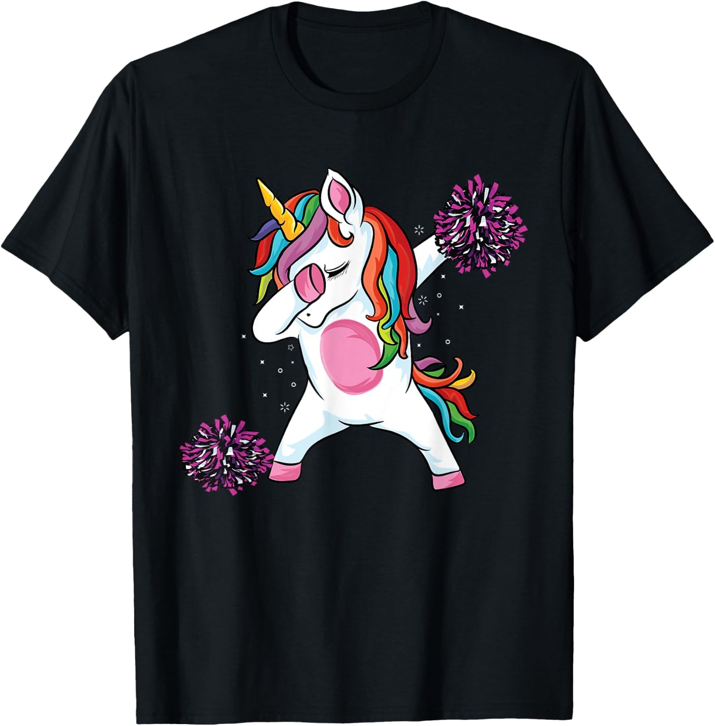 Magical dabbing unicorn cheer cute unicorn Cheerleading T-Shirt - T-Shirt | Black