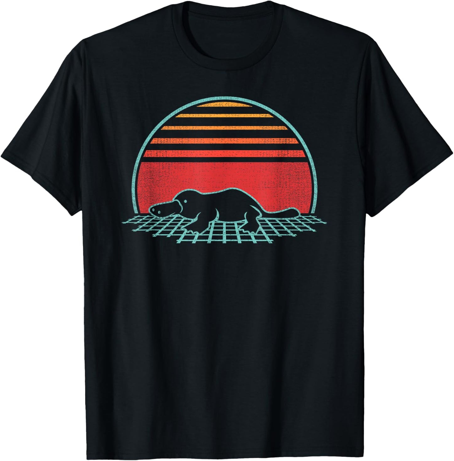 Platypus Lover Animal Retro Vintage 80s Style T-Shirt - T-Shirt | Black