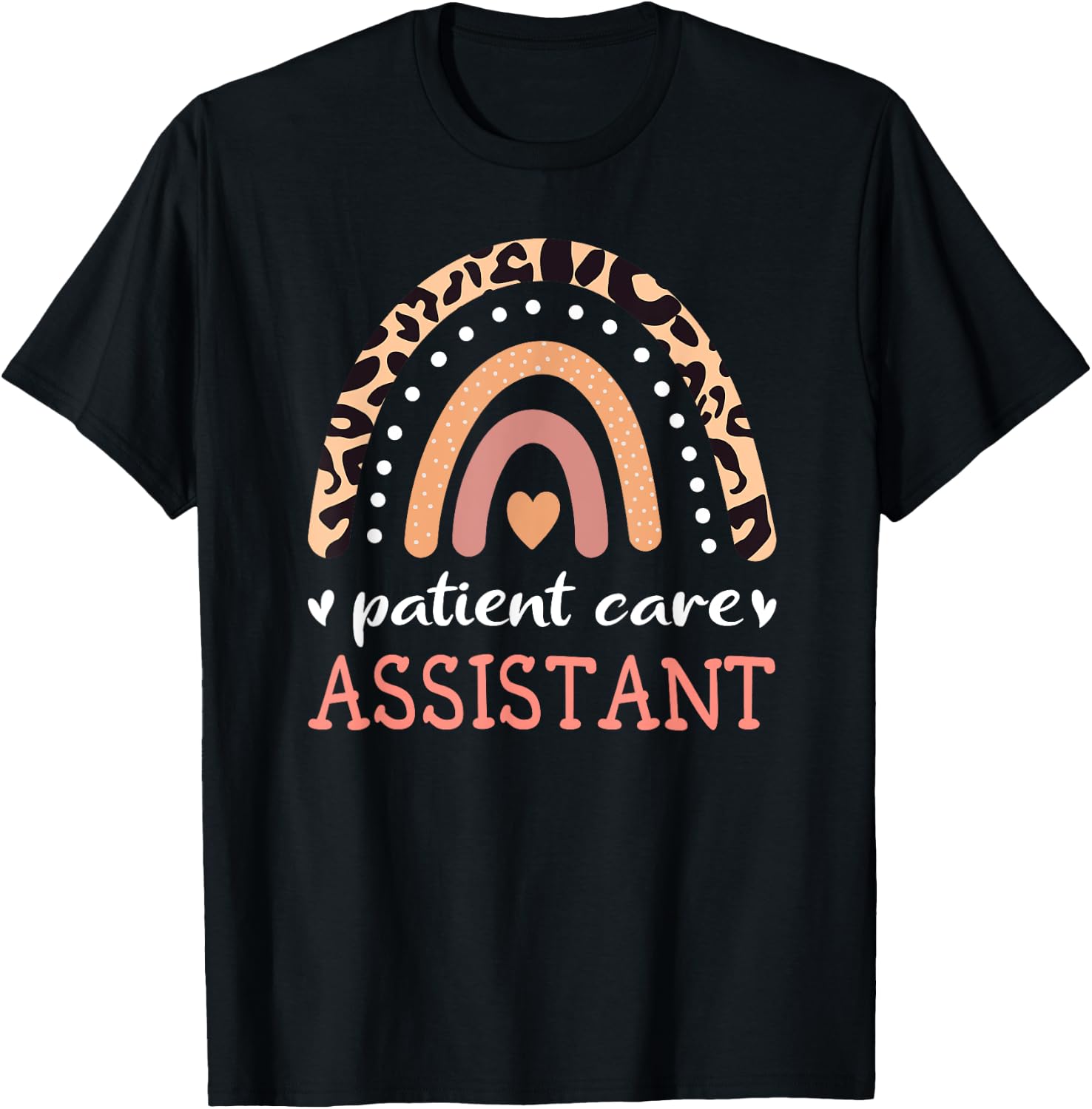 Patient Care Assistant Leopard Rainbow Nurse PCA T-Shirt - T-Shirt | Black