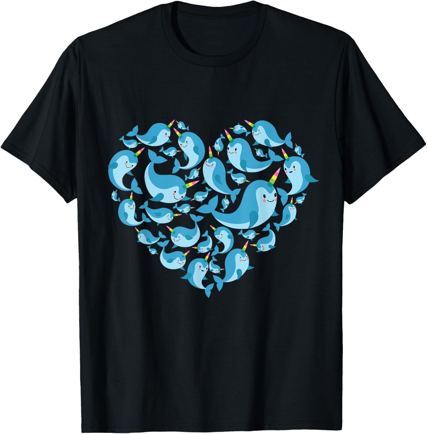 Narwhals lover heart gift women girls kids narwhal T-Shirt - T-Shirt | Black